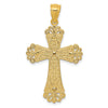 14K Two-tone Polished 2-Level Fleur de Lis Cross Pendant