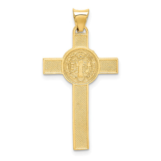 14k Two-Tone Crucifix Reverses to St. Benedict Medal Pendant