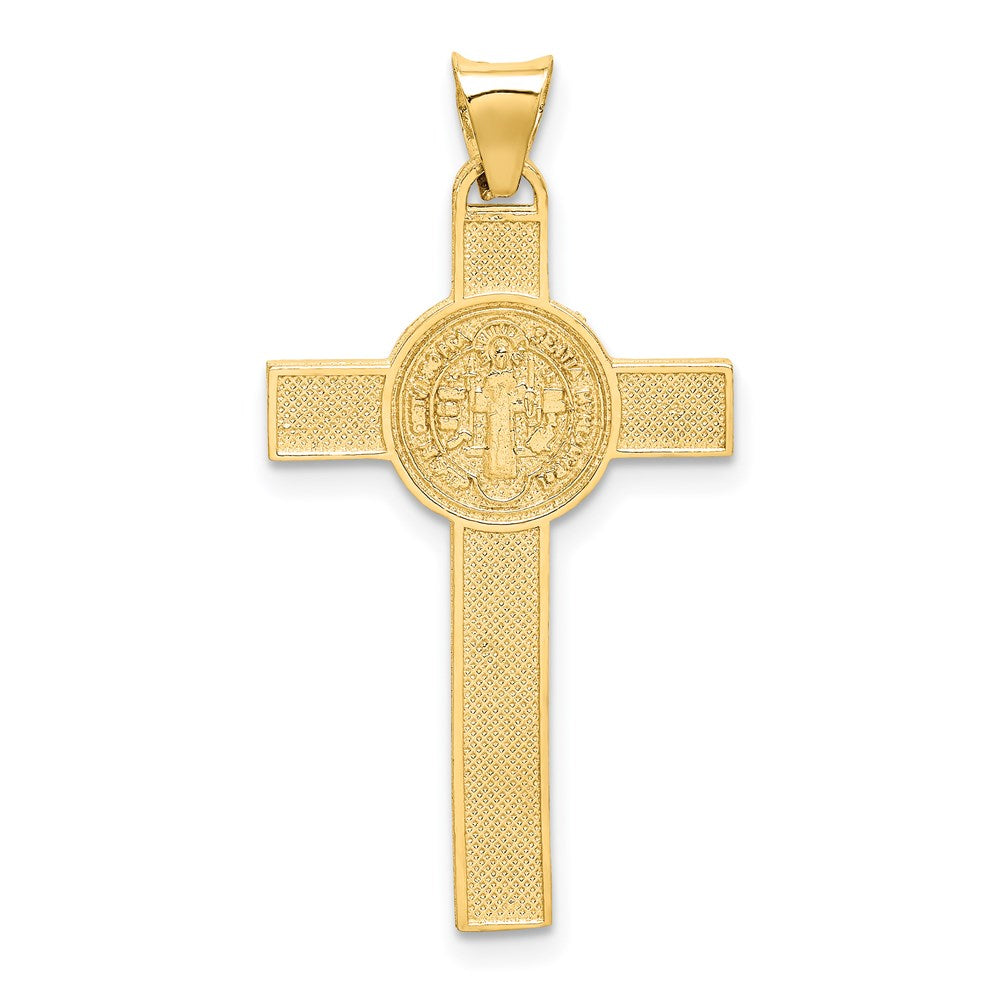 14k Two-Tone Crucifix Reverses to St. Benedict Medal Pendant