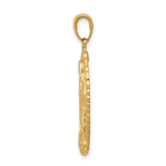14k Polished and Satin Solid Our Lady of Guadalupe Pendant