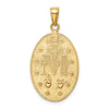 14k Polished and Satin Solid Miraculous Medal Oval Pendant
