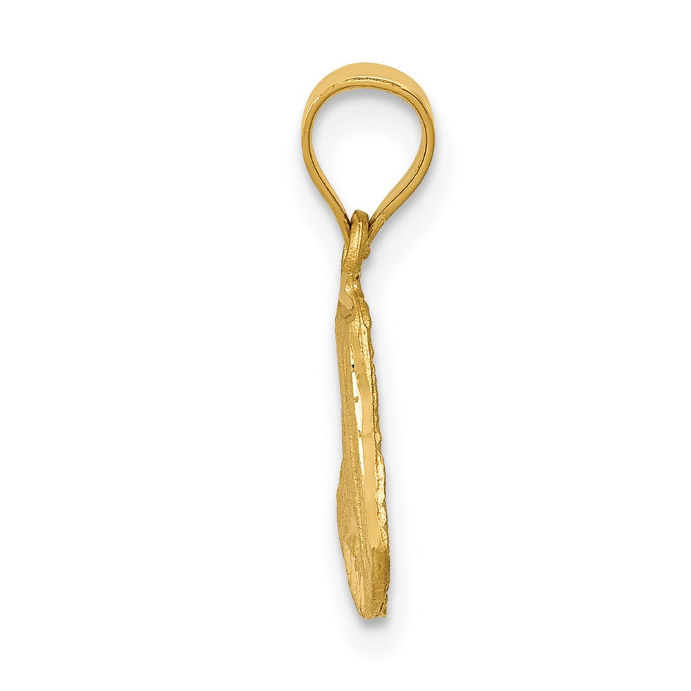 14K Satin Diamond-cut Virgin Mary Pendant