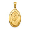 14k Polished and Satin Hollow Saint Anthony Oval Medal Pendant