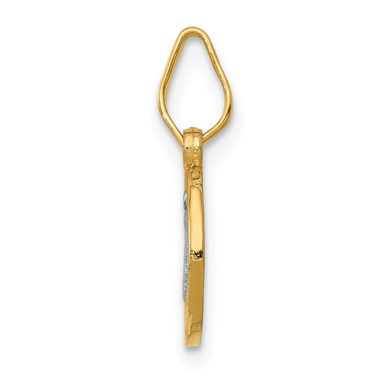 14k and White Rhodium Solid St. Benedict Medal Round Pendant