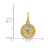 14k and White Rhodium Solid St. Benedict Medal Round Pendant
