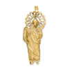 14K and White Rhodium CZ Polished Diamond-cut St. Jude Thaddeus Pendant