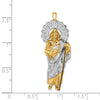 14K and White Rhodium CZ Polished Diamond-cut St. Jude Thaddeus Pendant