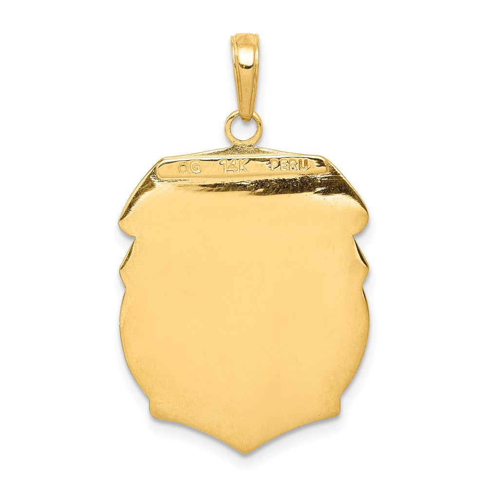 14K Polished Solid Large Saint Michael Protect Us Medal Badge Pendant
