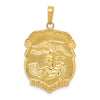 14K Polished Solid Large Saint Michael Protect Us Medal Badge Pendant