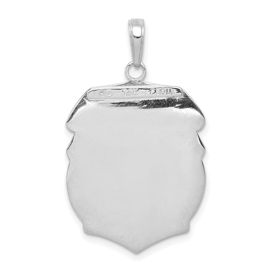 14K White Gold Polished Solid Large Saint Michael Protect Us Medal Badge Pendant