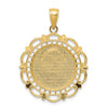 14k Polished Solid St. Michael Medal Scalloped Edge Round Pendant