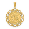 14k Polished Solid St. Michael Medal Scalloped Edge Round Pendant