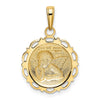 14K Polished Angel On Round Scallop Frame Pendant