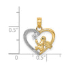 14K and White Rhodium Angel in Heart with Star Pendant