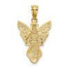 14K and White Rhodium Polished and Textured Angel Pendant
