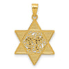 14k Two-tone Gold Polished Star of David with Chai Pendant