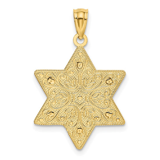 14K Two-Tone Polished Reversible Filigree Star Of David Pendant