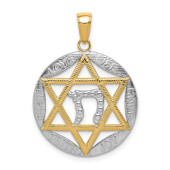 Gold Star of David Chai Pendants