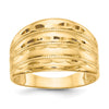 14K Polished Diamond-cut Four Ridge Fashion Dome Ring