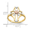 14K Two-tone with White Rhodium Polished Cross with Flower Ring