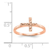 14k Rose Gold Polished and Diamond-cut Cross Ring