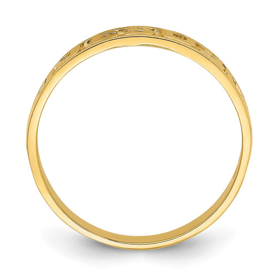 14K Polished JESUS with Hearts Ring