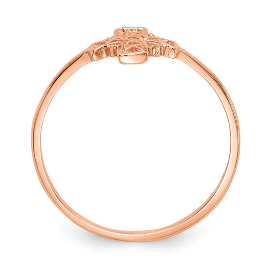 14k Rose Gold Polished Celtic Knot Cross Ring