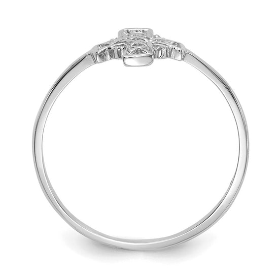 14k White Gold Polished Celtic Knot Cross Ring