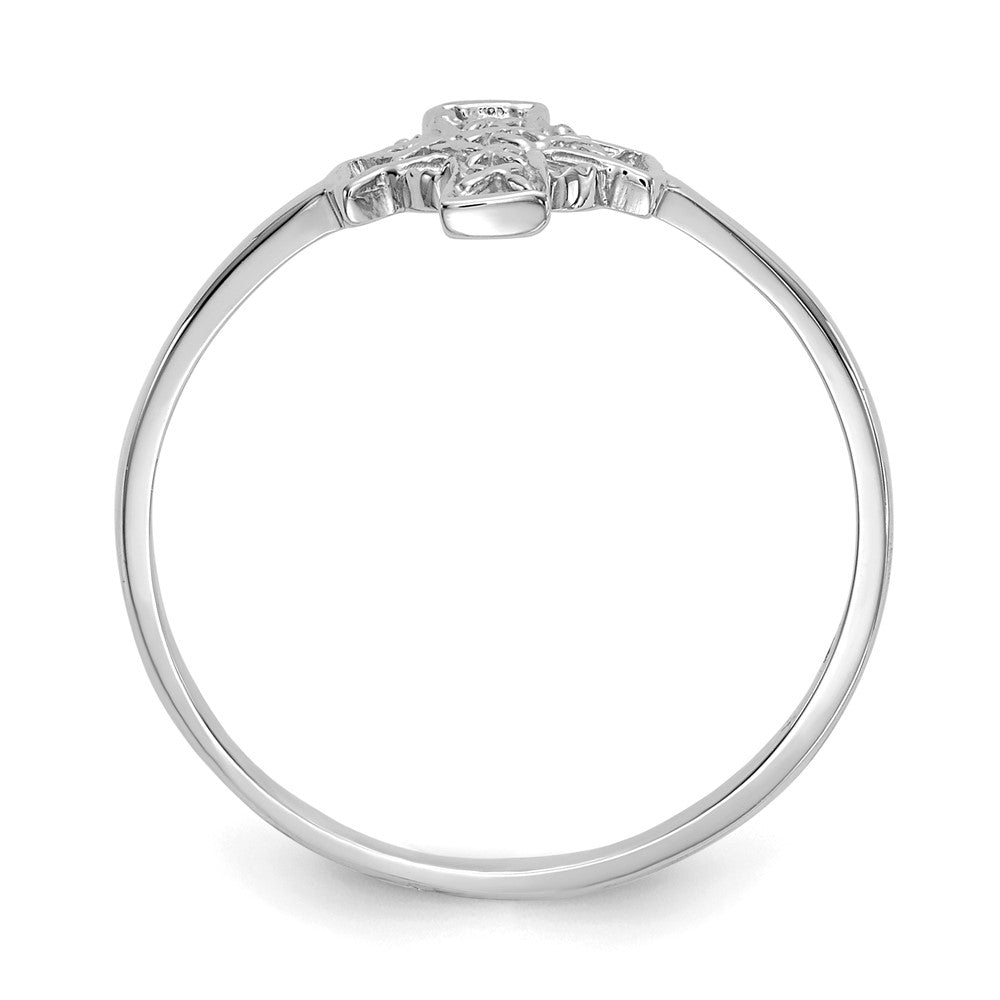 14k White Gold Polished Celtic Knot Cross Ring