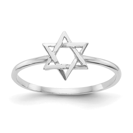 14k White Gold Polished Star of David Ring