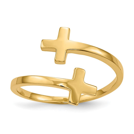 Gold Polished Cross Rings