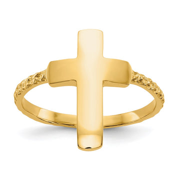Gold Polished Cross Rings