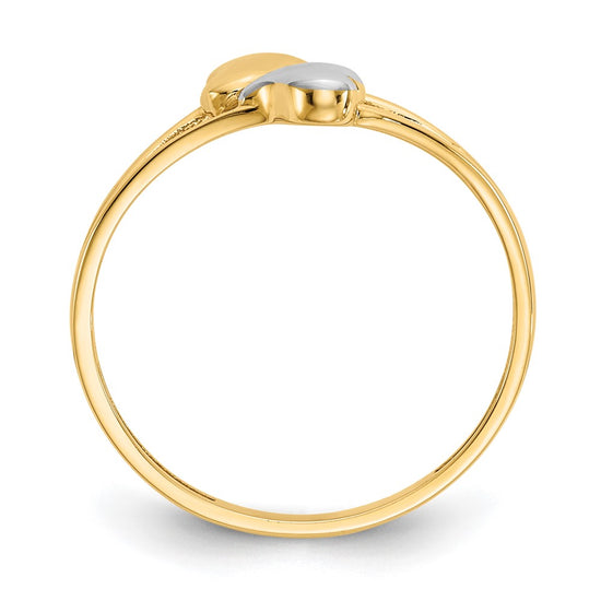14k and White Rhodium Double Heart Ring