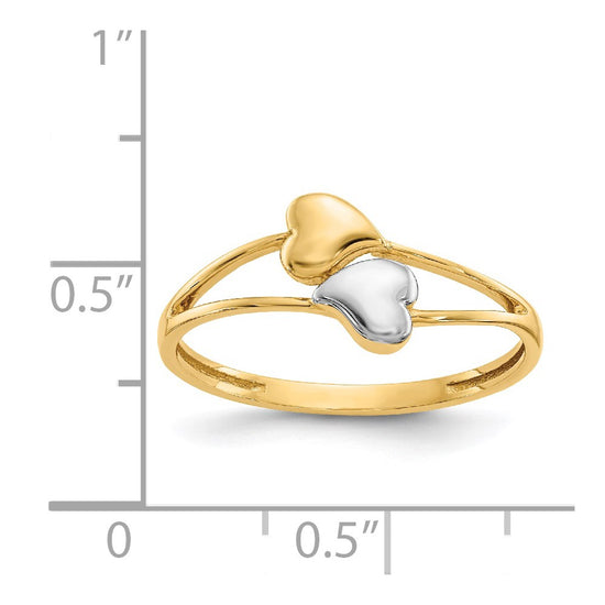 14k and White Rhodium Double Heart Ring