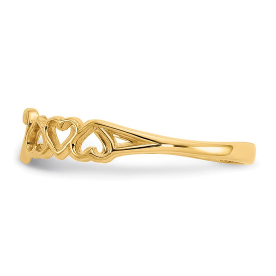 14k Polished Hearts Ring