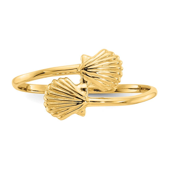 14k Polished Shells Bypass Ring