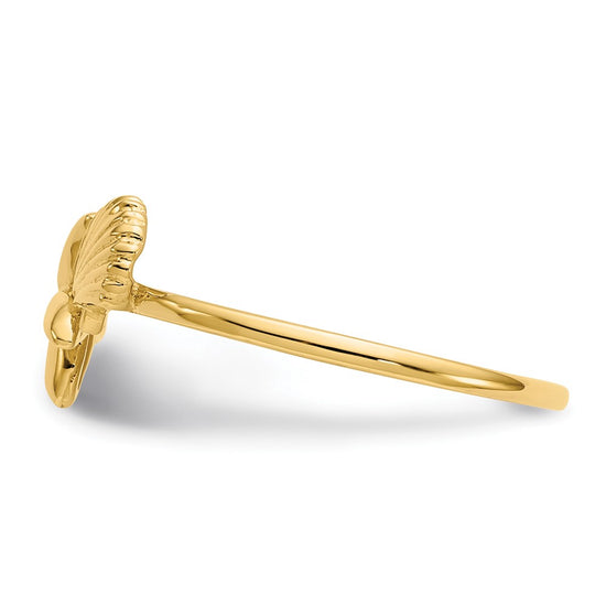 14k Polished Shell and Starfish Ring