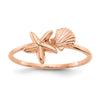 14k Rose Gold Polished Shell and Starfish Ring