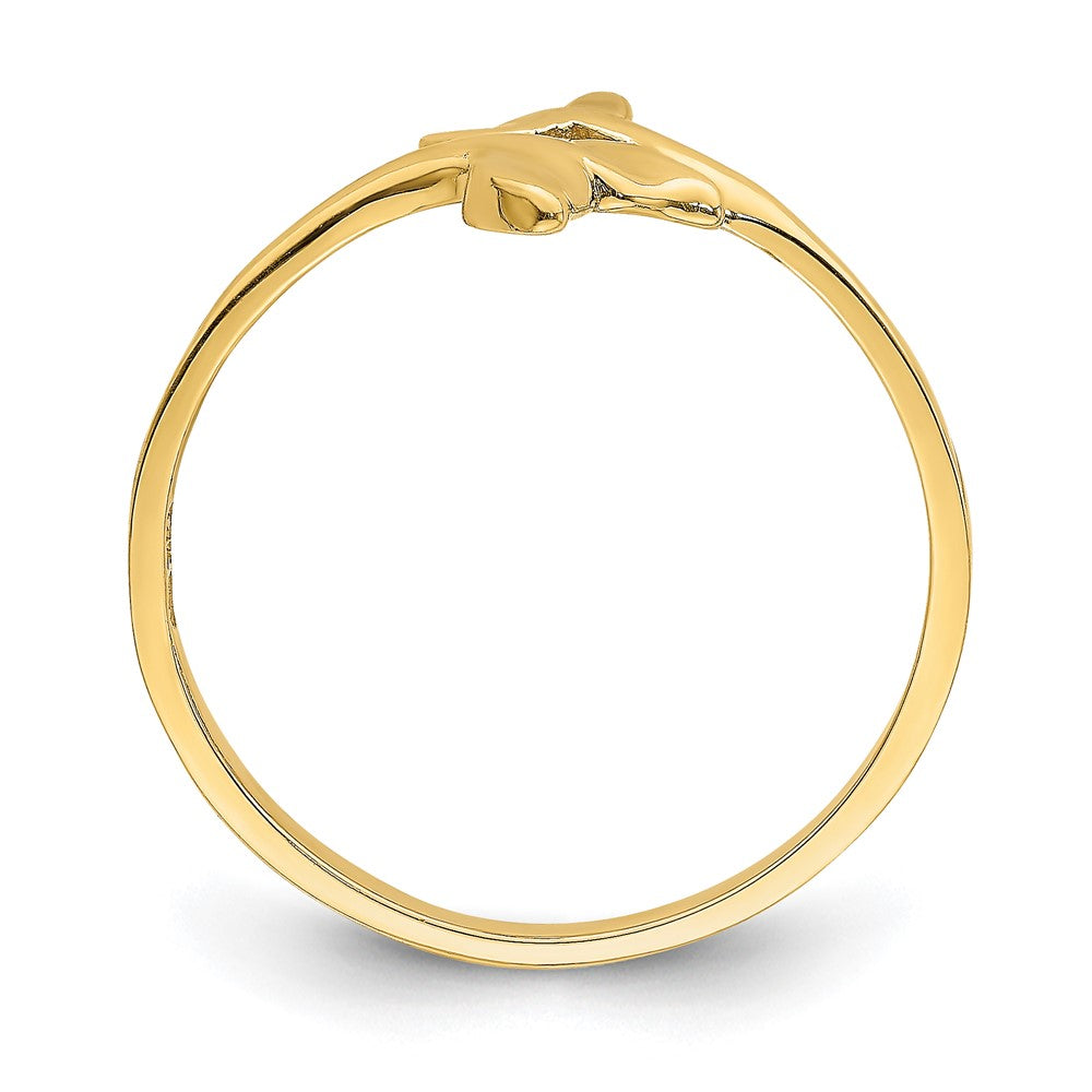 14K Polished Double Whale Tails Bypass Ring