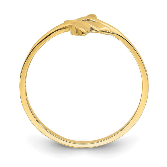 14K Polished Double Whale Tails Bypass Ring