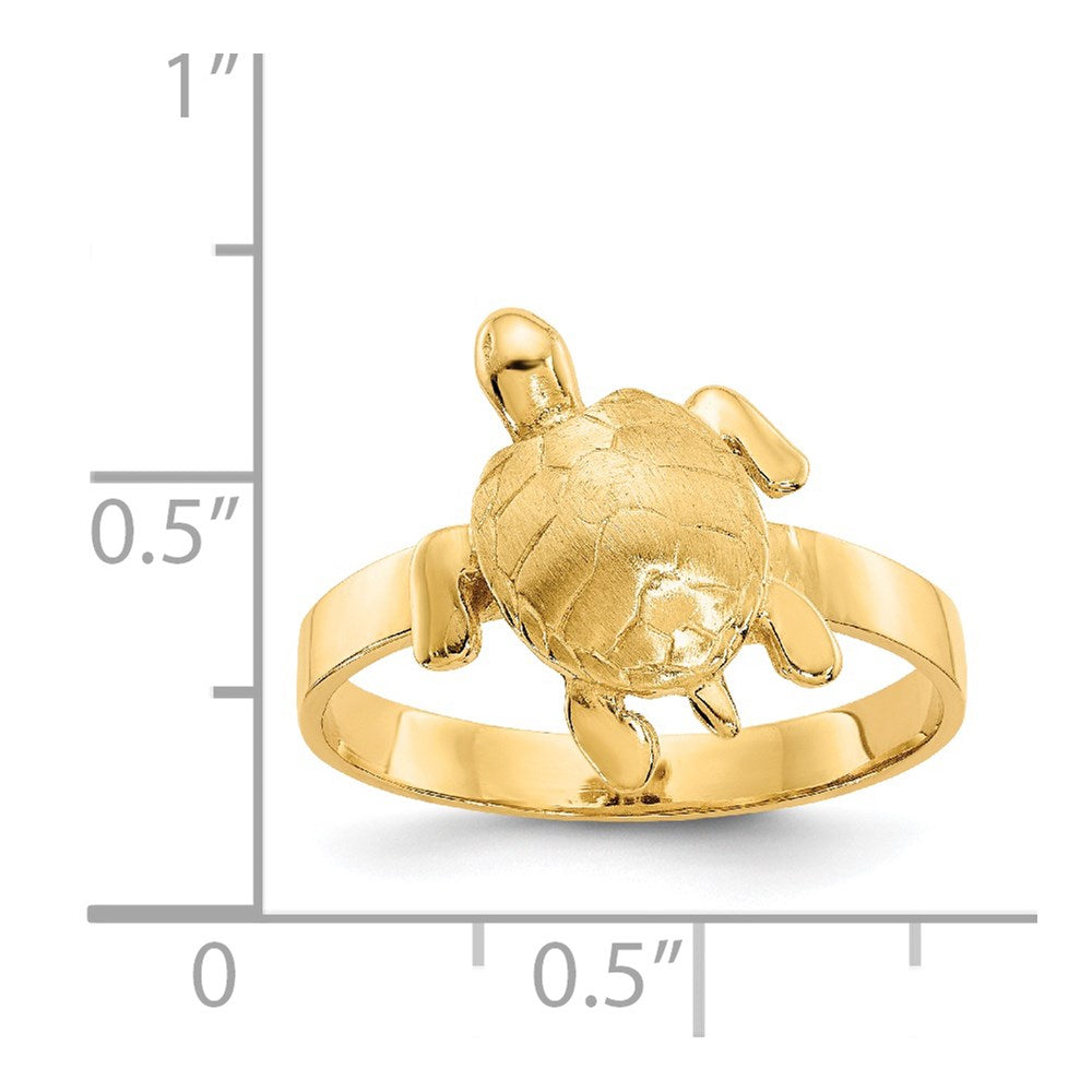 14K Polished and Textured Sea Turtle Ring