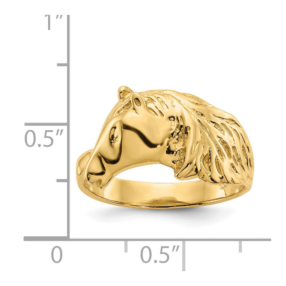 14K Polished Horse Head Ring