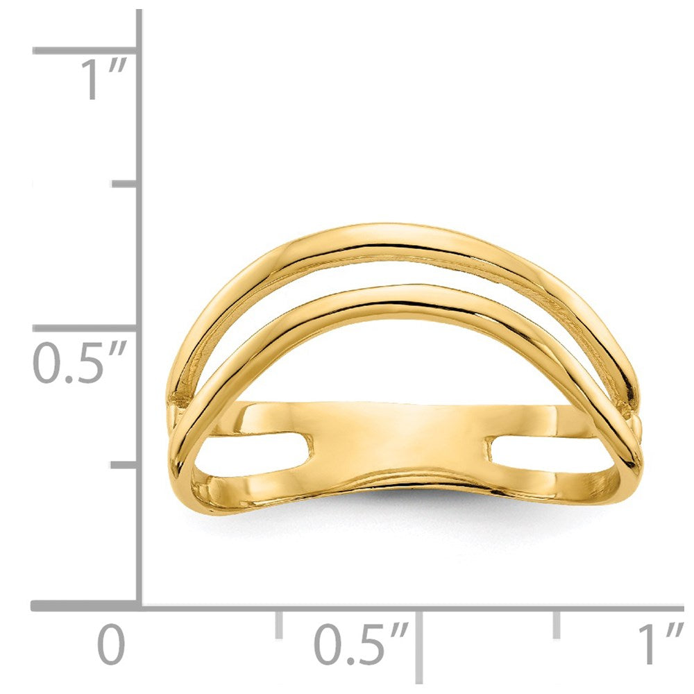 14K Polished Double Wave Fashion Thumb Ring Size 9