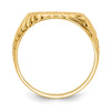 14K Gold Polished Baby Rectangle Signet w/Stripes Ring