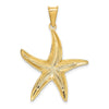 14k and White Rhodium Diamond-cut Polished Starfish Pendant