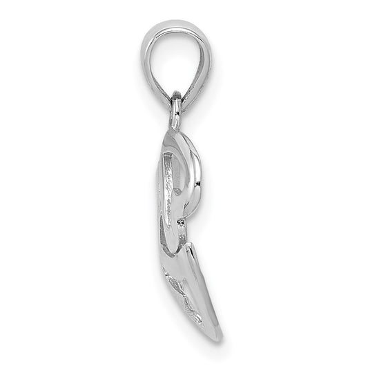 14k White Gold Polished Cut-out 3-Heart Pendant