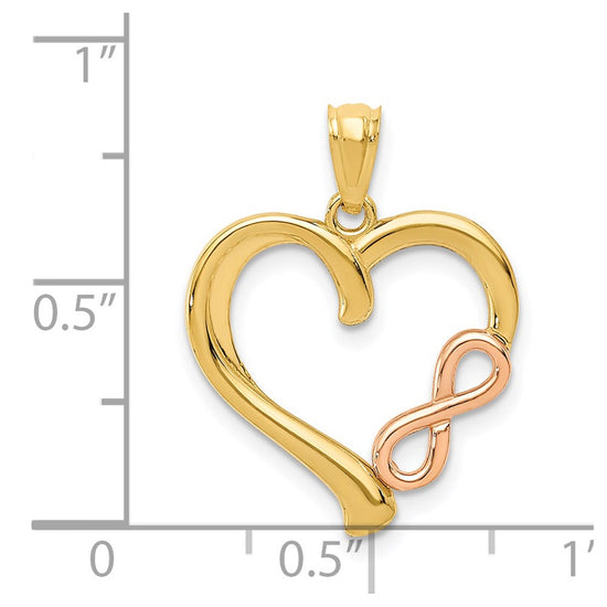 14K Two-tone Polished Infinity Heart Pendant