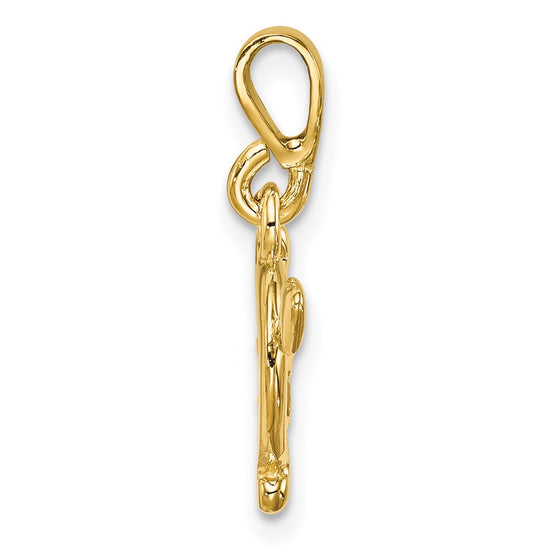 14k Gold Polished Bow and Arrow Pendant