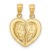 14k Two-piece Break-Apart Diamond-cut TE AMO Heart Pendants
