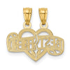14k Diamond-cut 2-Piece Break-Apart BEST FRIEND Heart Pendant